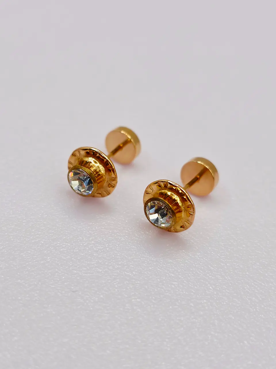 Aros Abridores Brillo de Circón Grande Oro 14k 3