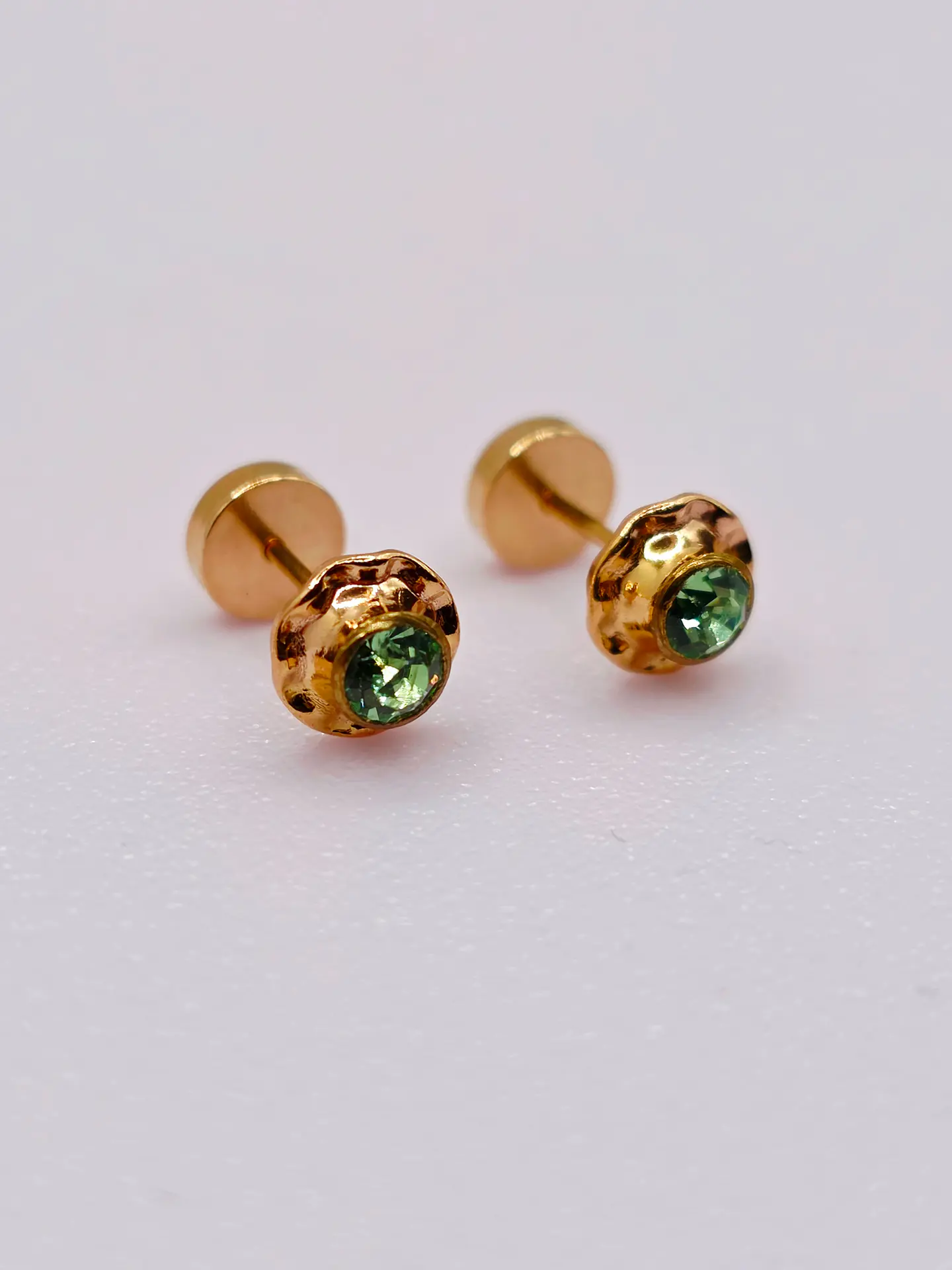 Aros Abridores Jardín de Esmeralda Mediano Oro 14k 3