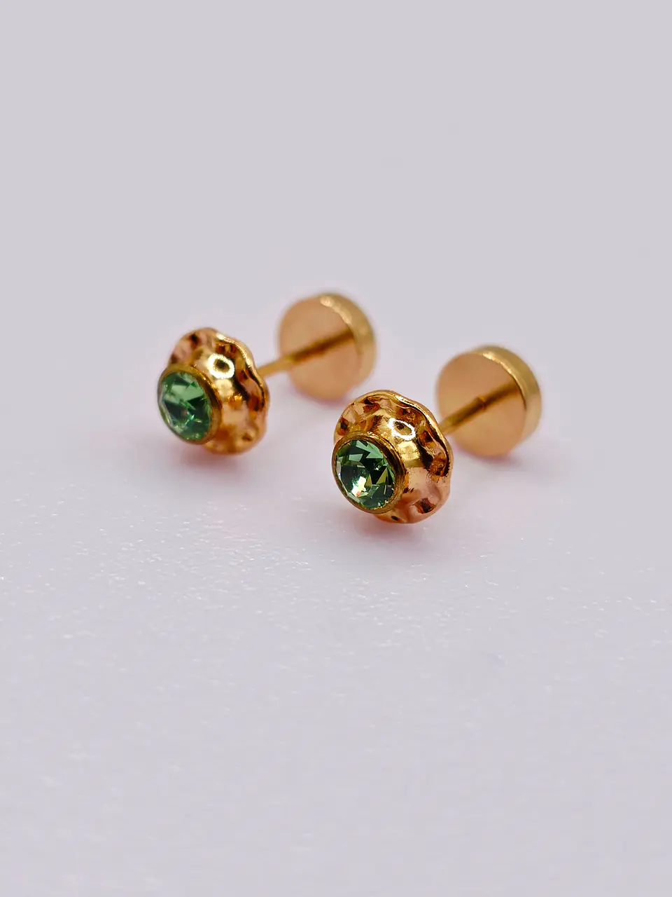 Aros Abridores Jardín de Esmeralda Mediano Oro 14k 2