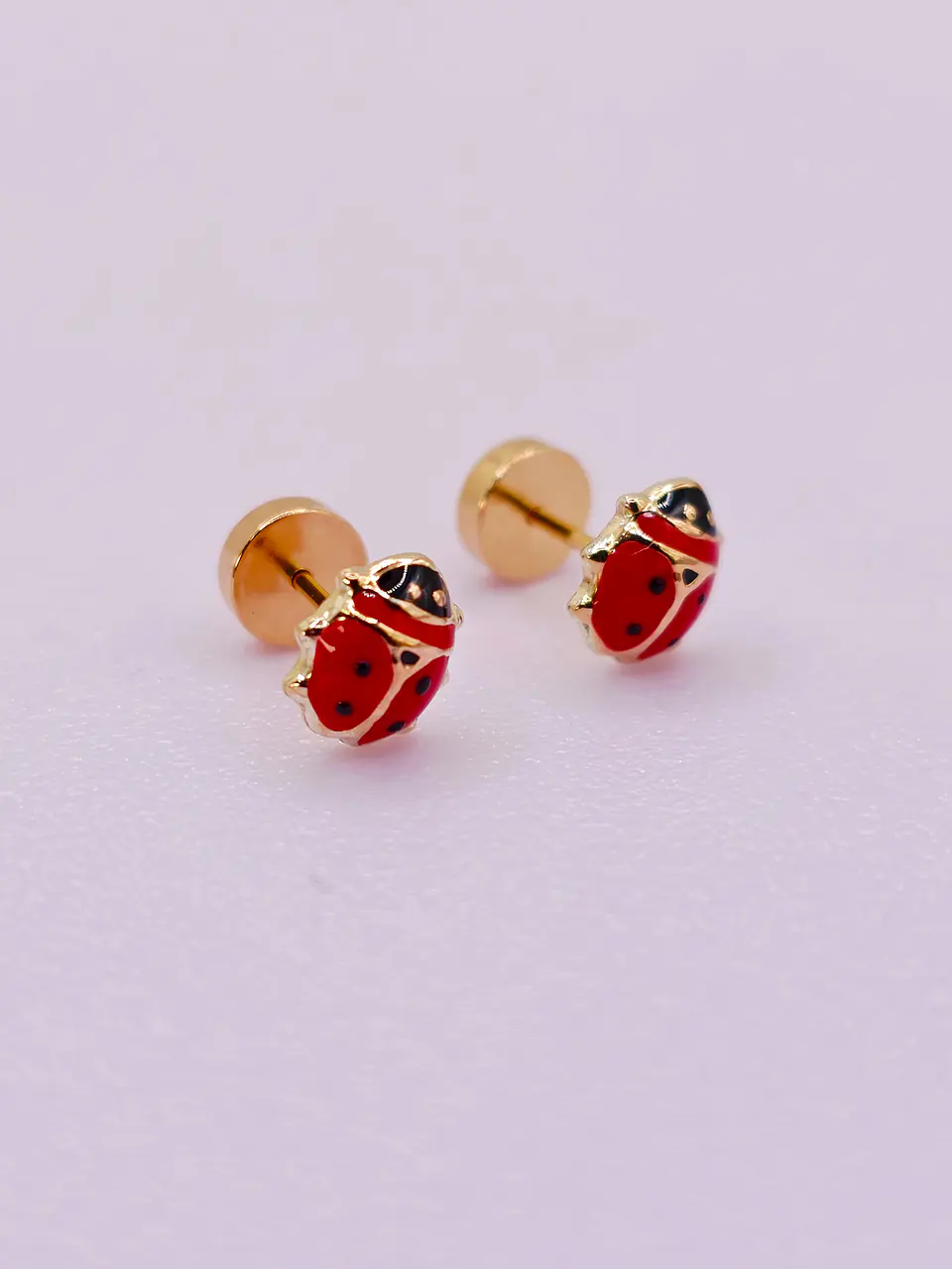Aros Chinita Suerte Esmaltada Mediano Oro 14k 2