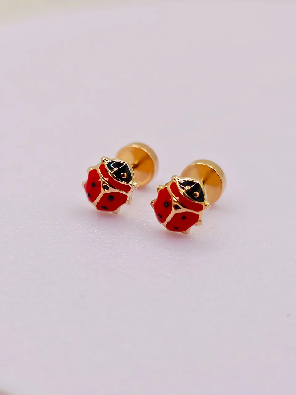 Aros Chinita Suerte Esmaltada Mediano Oro 14k 3
