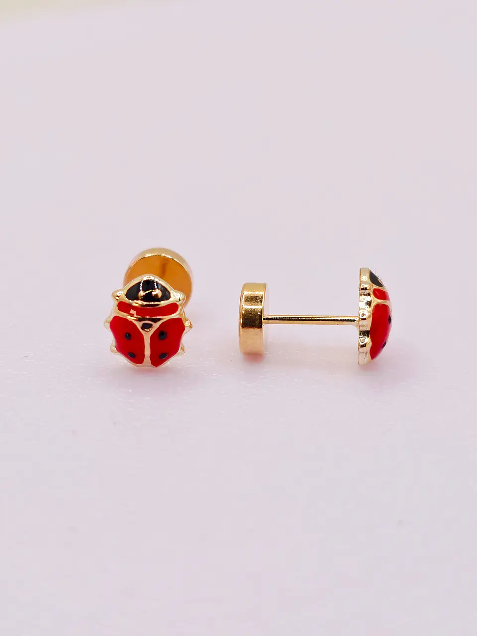 Aros Chinita Suerte Esmaltada Mediano Oro 14k 4