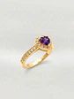 Anillo Doble Corazón Cintillo Amatista Oro 18k - Miniatura 4