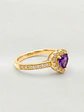 Anillo Doble Corazón Cintillo Amatista Oro 18k - Miniatura 5