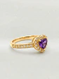 Anillo Doble Corazón Cintillo Amatista Oro 18k - Miniatura 3