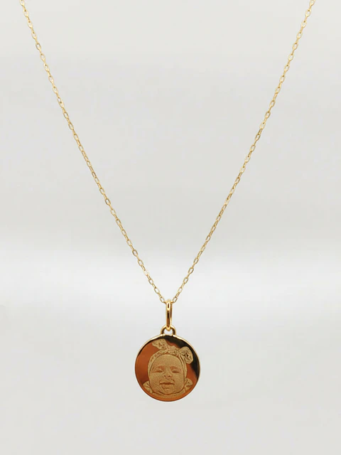 Cadena colgante esfera fotograbado liso Oro 18k