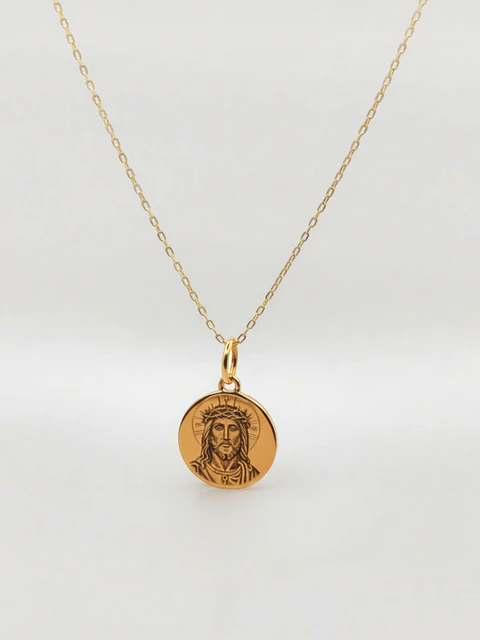 Cadena colgante esfera fotograbado liso Oro 18k