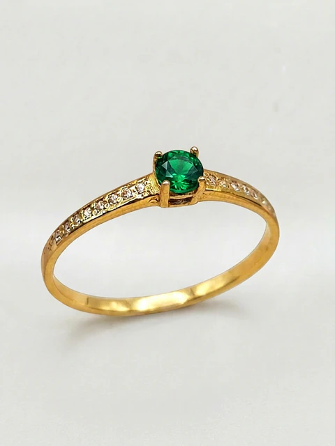 Anillo Solitario Cintillo Jardín Esmeralda Oro 18k