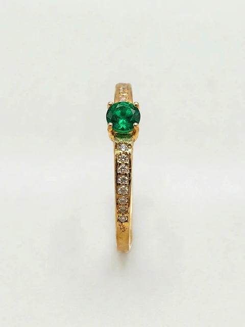 Anillo Solitario Cintillo Jardín Esmeralda Oro 18k