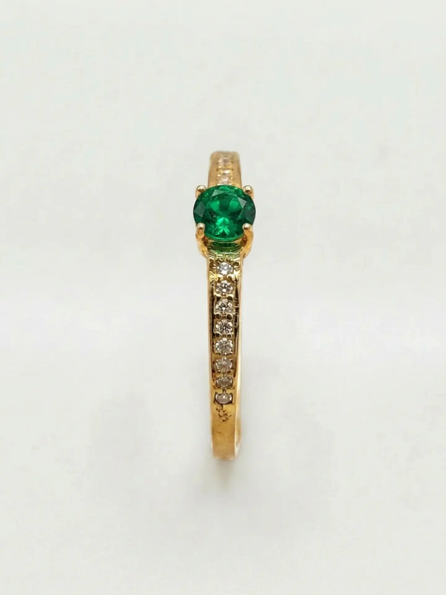 Anillo Solitario Cintillo Jardín Esmeralda Oro 18k 2