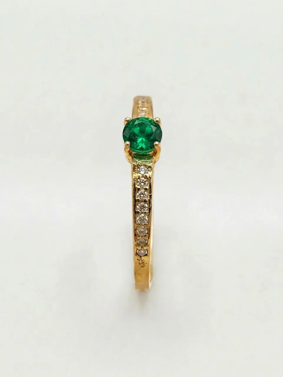 Anillo Solitario Cintillo Jardín Esmeralda Oro 18k 2