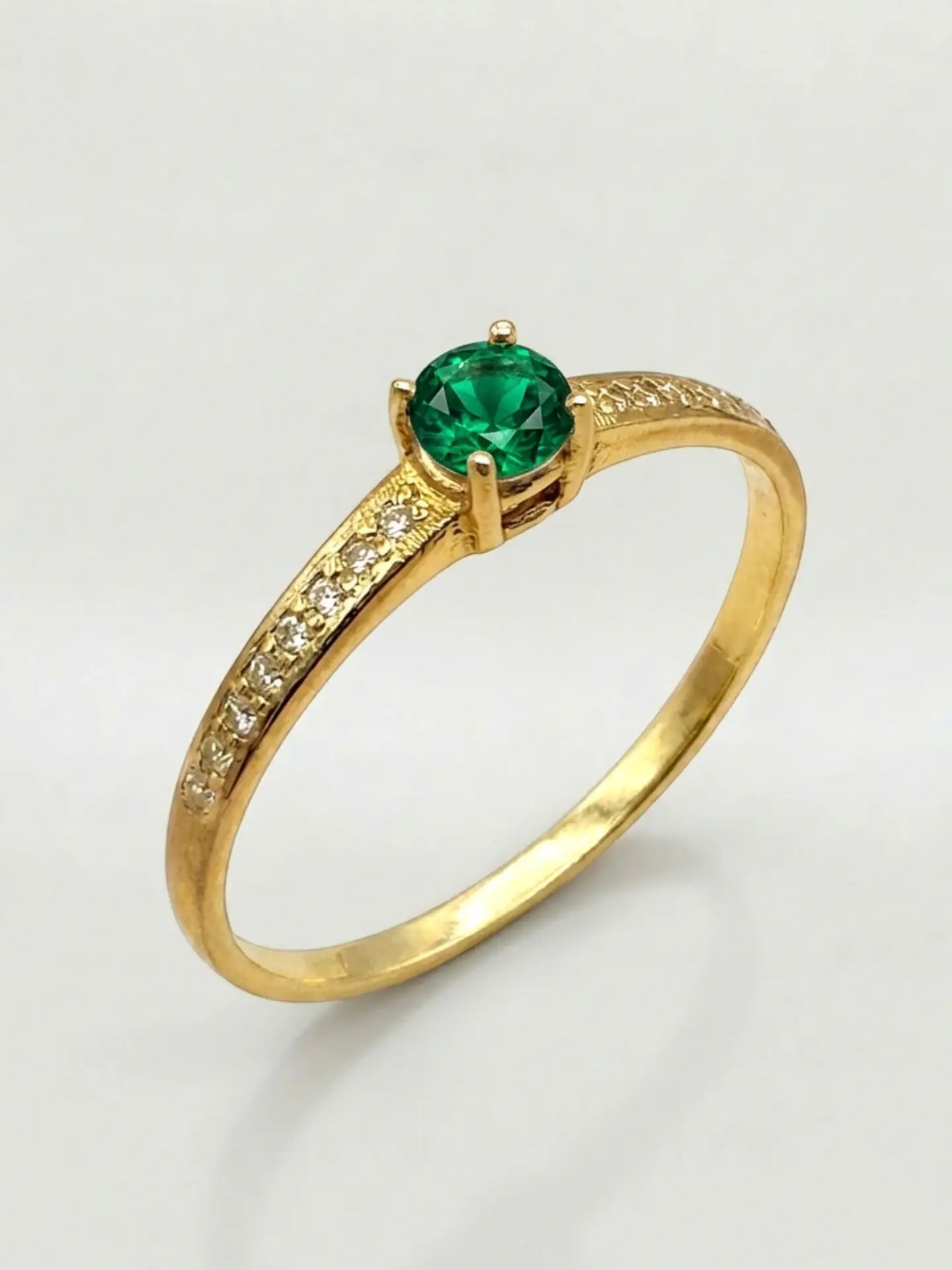 Anillo Solitario Cintillo Jardín Esmeralda Oro 18k 3