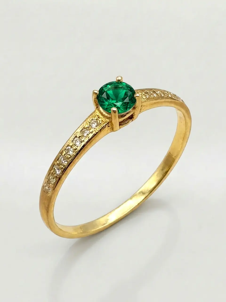 Anillo Solitario Cintillo Jardín Esmeralda Oro 18k 3