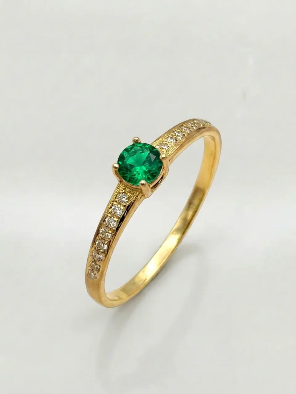 Anillo Solitario Cintillo Jardín Esmeralda Oro 18k 4