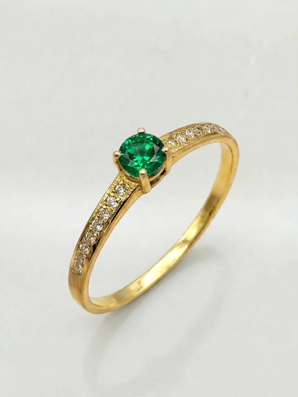 Anillo Solitario Cintillo Jardín Esmeralda Oro 18k 5