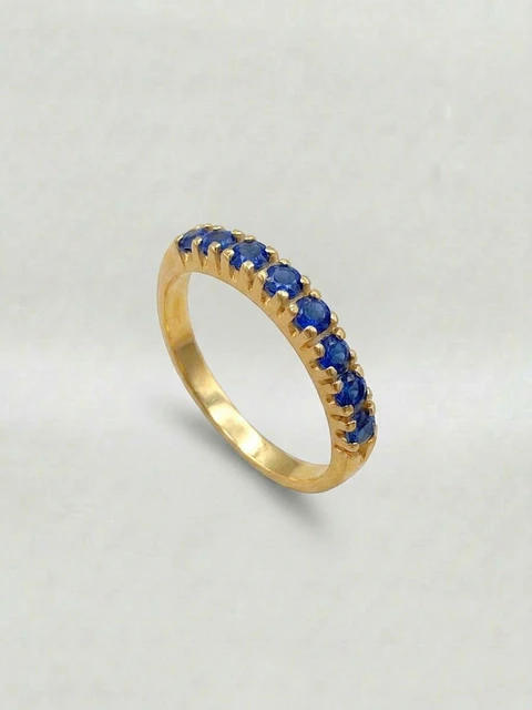 Anillo Medio Cintillo Zafiros Oro 18k