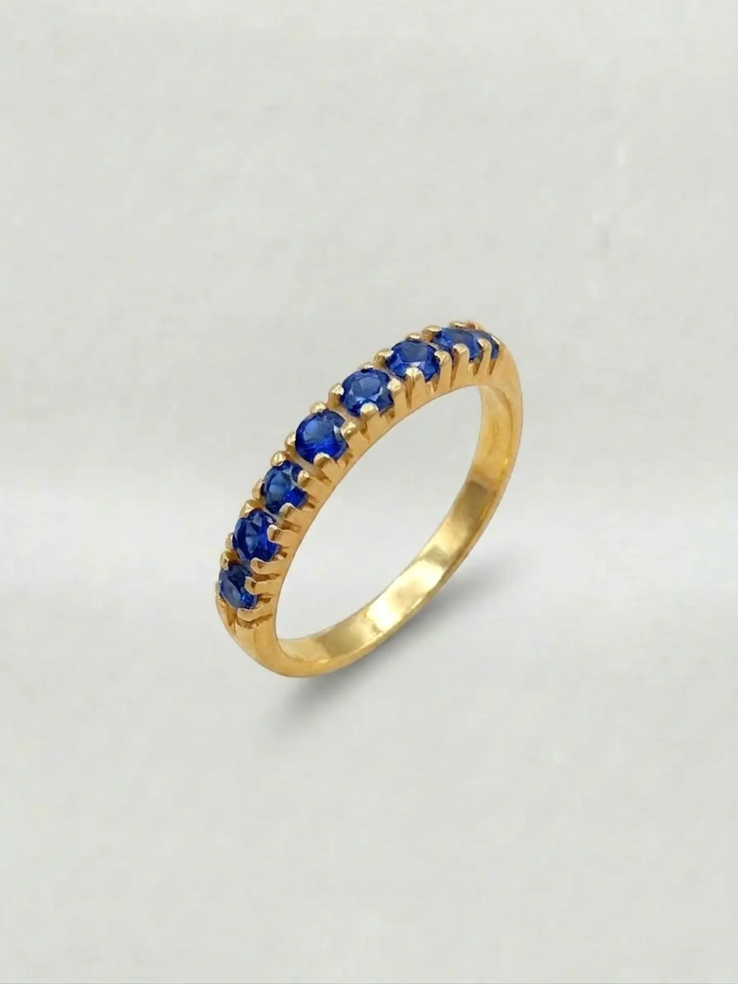 Anillo Medio Cintillo Zafiros Oro 18k 3