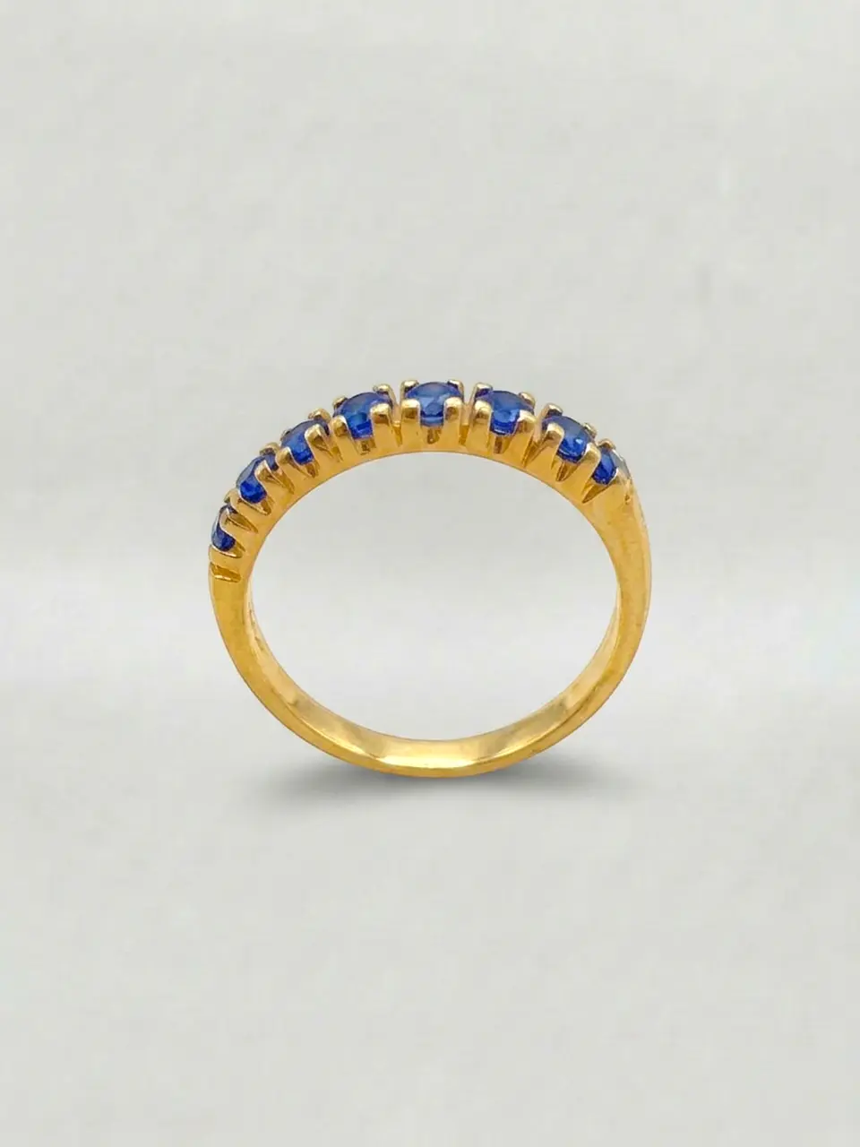 Anillo Medio Cintillo Zafiros Oro 18k 4