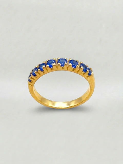Anillo Medio Cintillo Zafiros Oro 18k