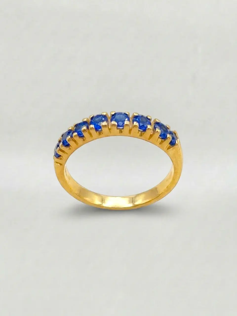 Anillo Medio Cintillo Zafiros Oro 18k 1