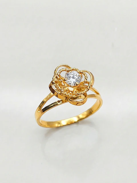Anillo Doble Flor de Circon Oro 18k