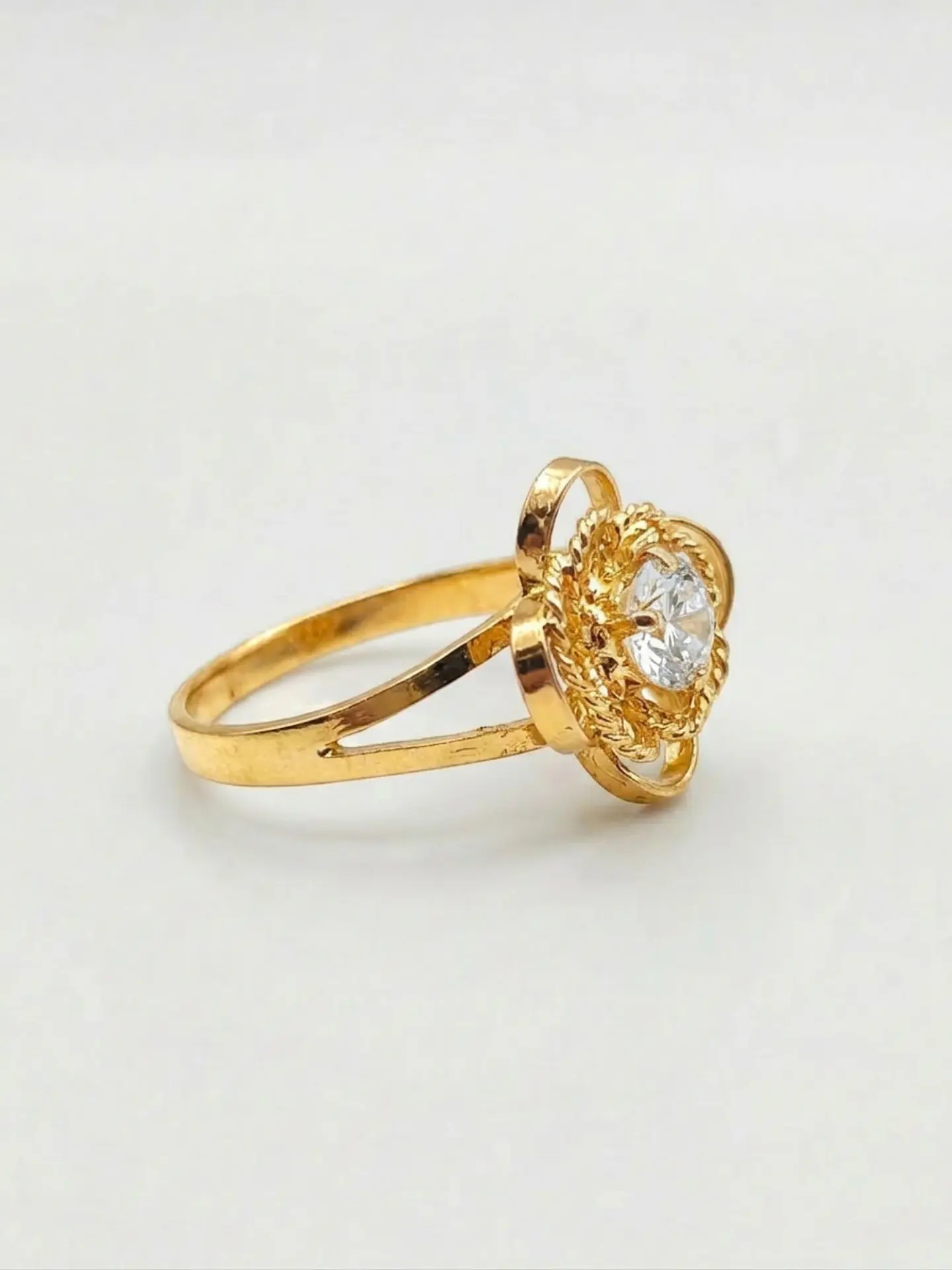 Anillo Doble Flor de Circon Oro 18k 3