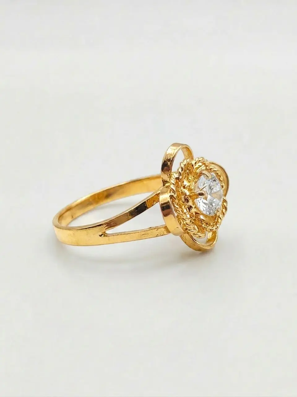 Anillo Doble Flor de Circon Oro 18k 3