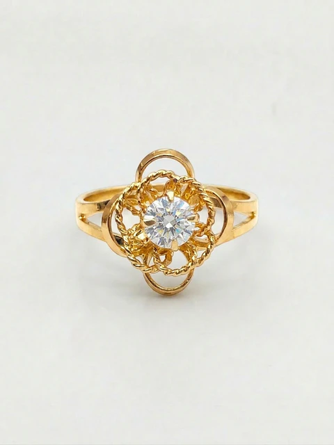 Anillo Doble Flor de Circon Oro 18k