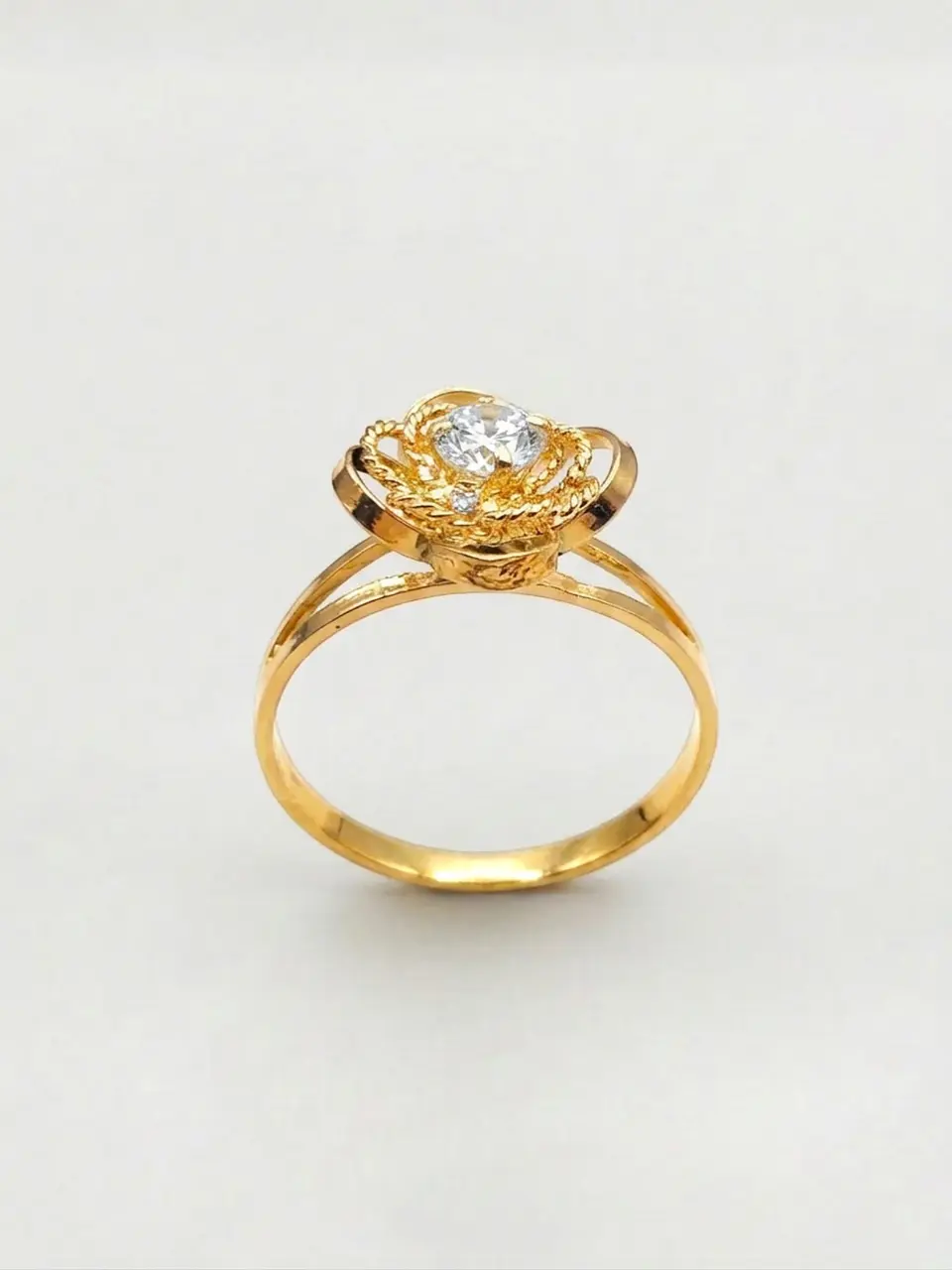 Anillo Doble Flor de Circon Oro 18k 5
