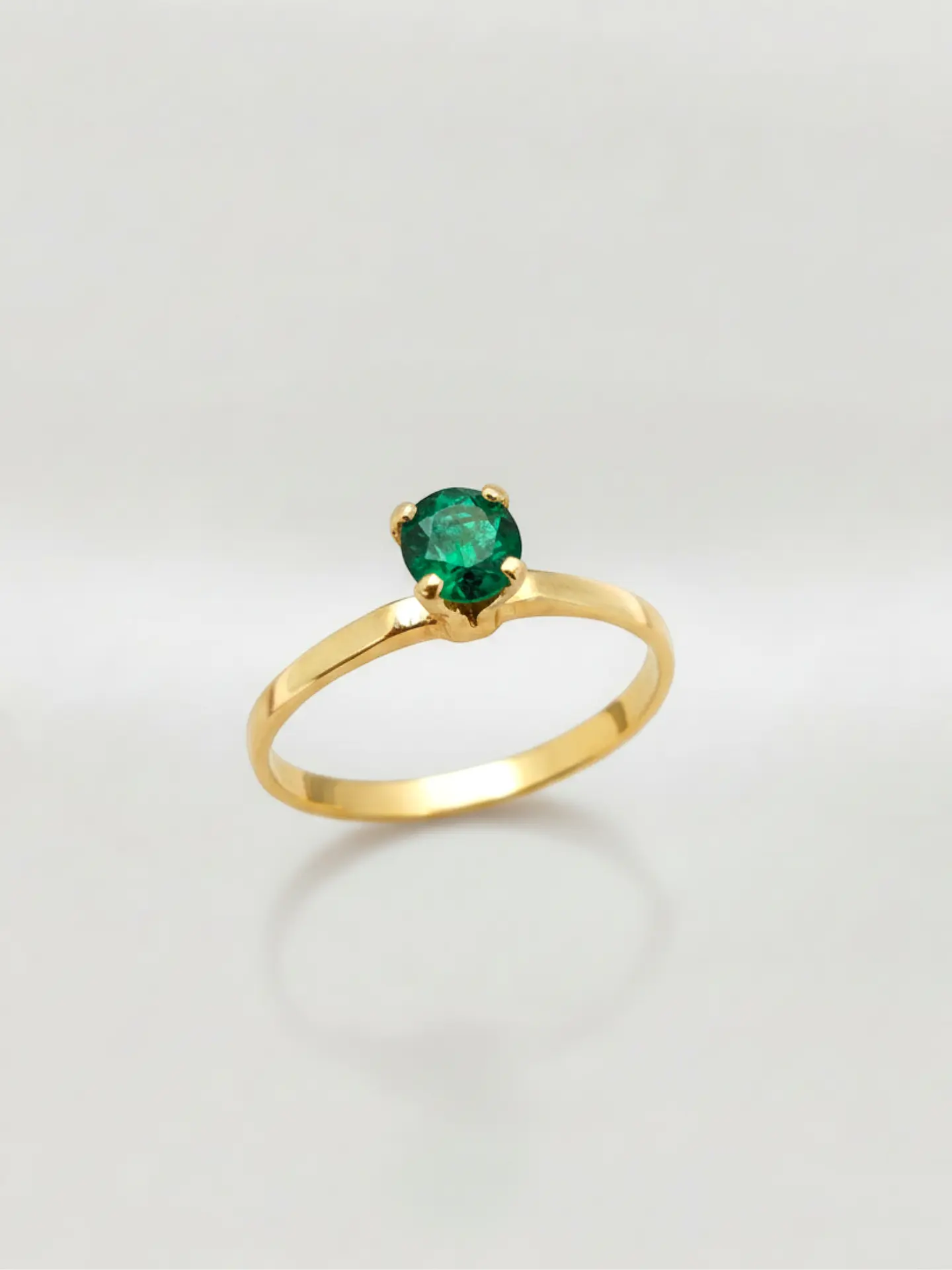 Anillo Solitario Jardín de Esmeralda Oro 18k 2