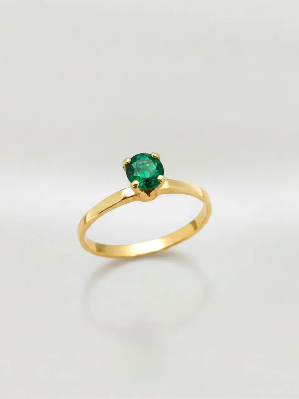 Anillo Solitario Jardín de Esmeralda Oro 18k 2