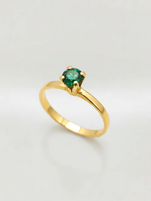 Anillo Solitario Jardín de Esmeralda Oro 18k