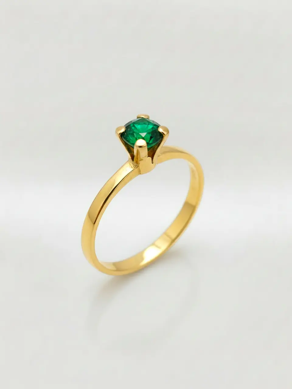 Anillo Solitario Jardín de Esmeralda Oro 18k 4
