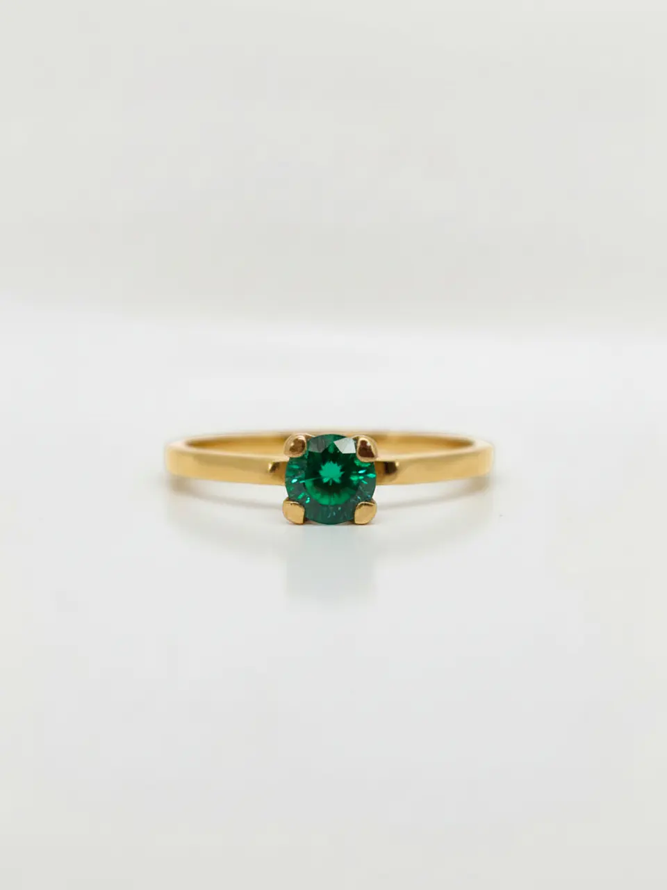 Anillo Solitario Jardín de Esmeralda Oro 18k 5