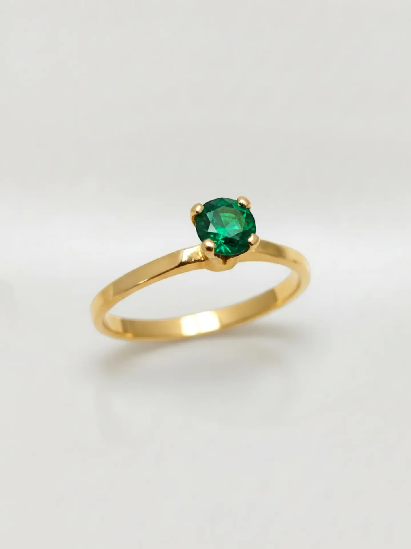 Anillo Solitario Jardín de Esmeralda Oro 18k 6