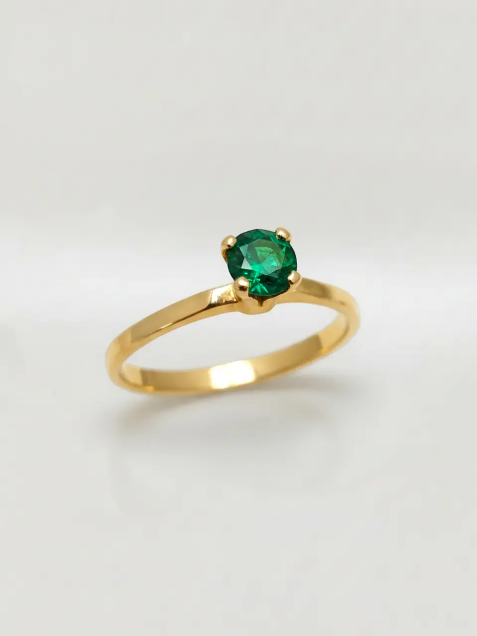 Anillo Solitario Jardín de Esmeralda Oro 18k 6