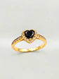 Anillo Medio Cintillo Corazón de Onix y circones Oro 18k - Miniatura 3