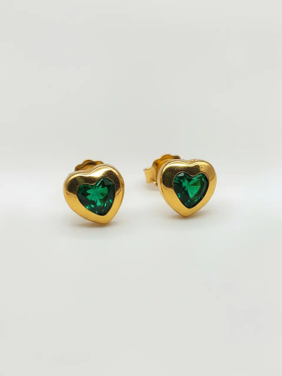Aros Corazón Jardín de Esmeralda Grande Oro 18k 3