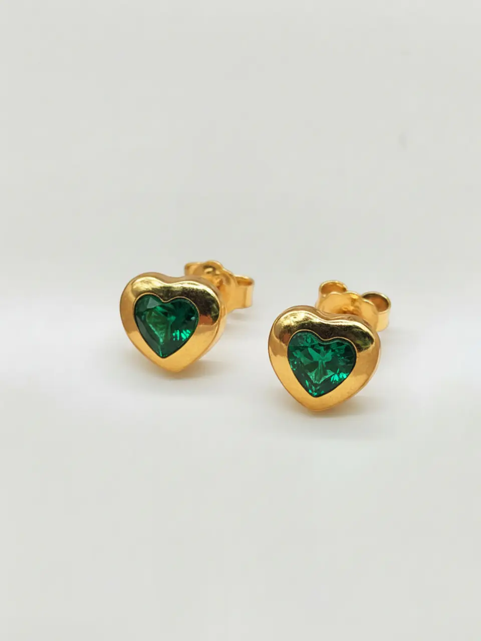 Aros Corazón Jardín de Esmeralda Grande Oro 18k 4