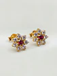 Aros Roseta Rubi y Circones Grande Oro 18k - Miniatura 2