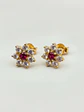 Aros Roseta Rubi y Circones Grande Oro 18k - Miniatura 5