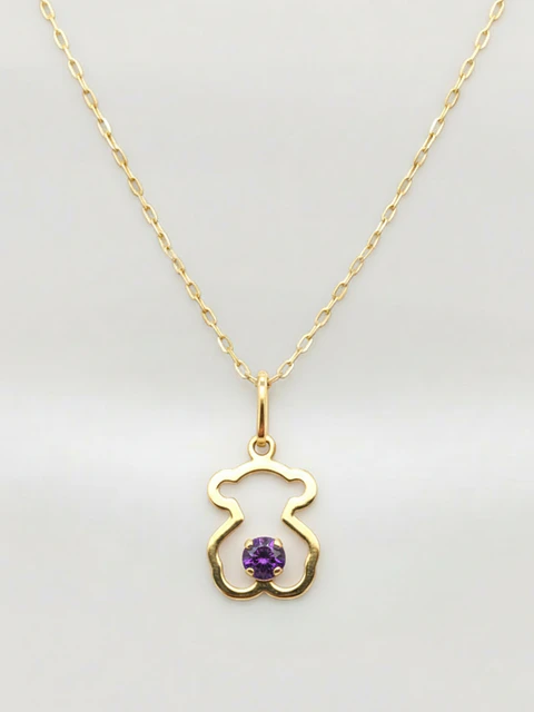 Cadena Osito Ternura con Amatista Oro 18k
