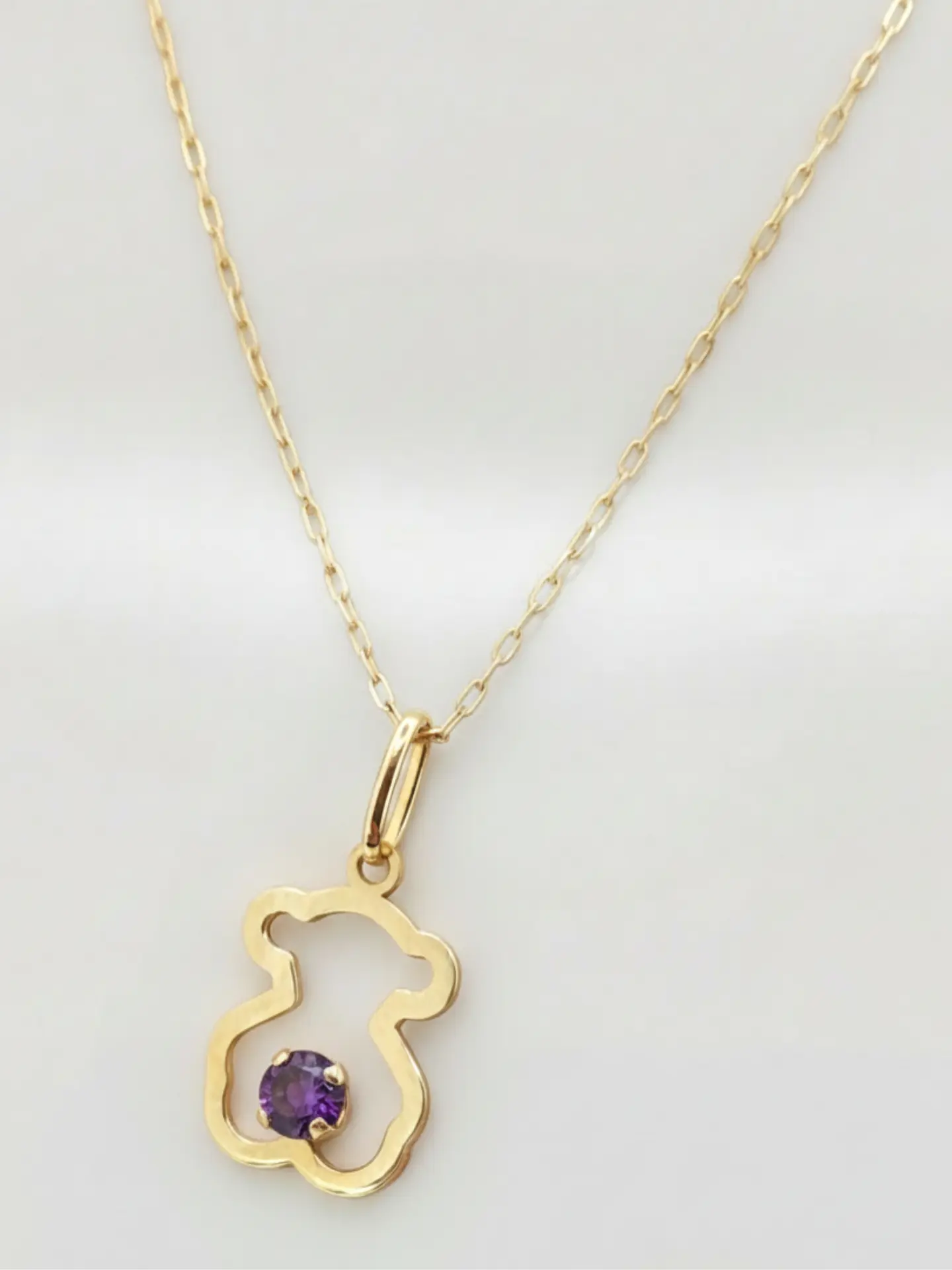 Cadena Osito Ternura con Amatista Oro 18k 5