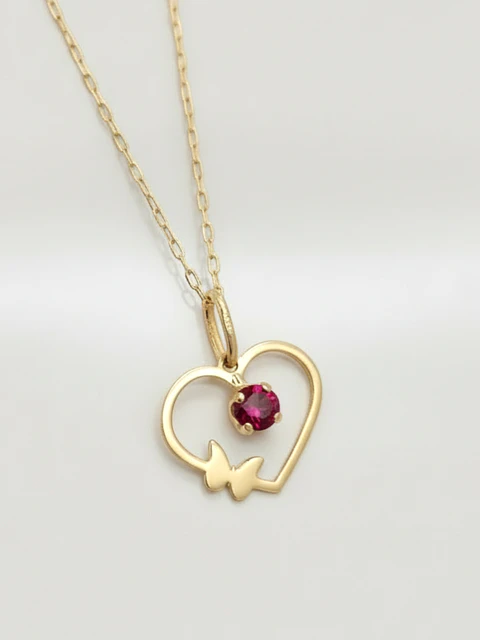 Cadena Corazón de Rubi Oro 18k