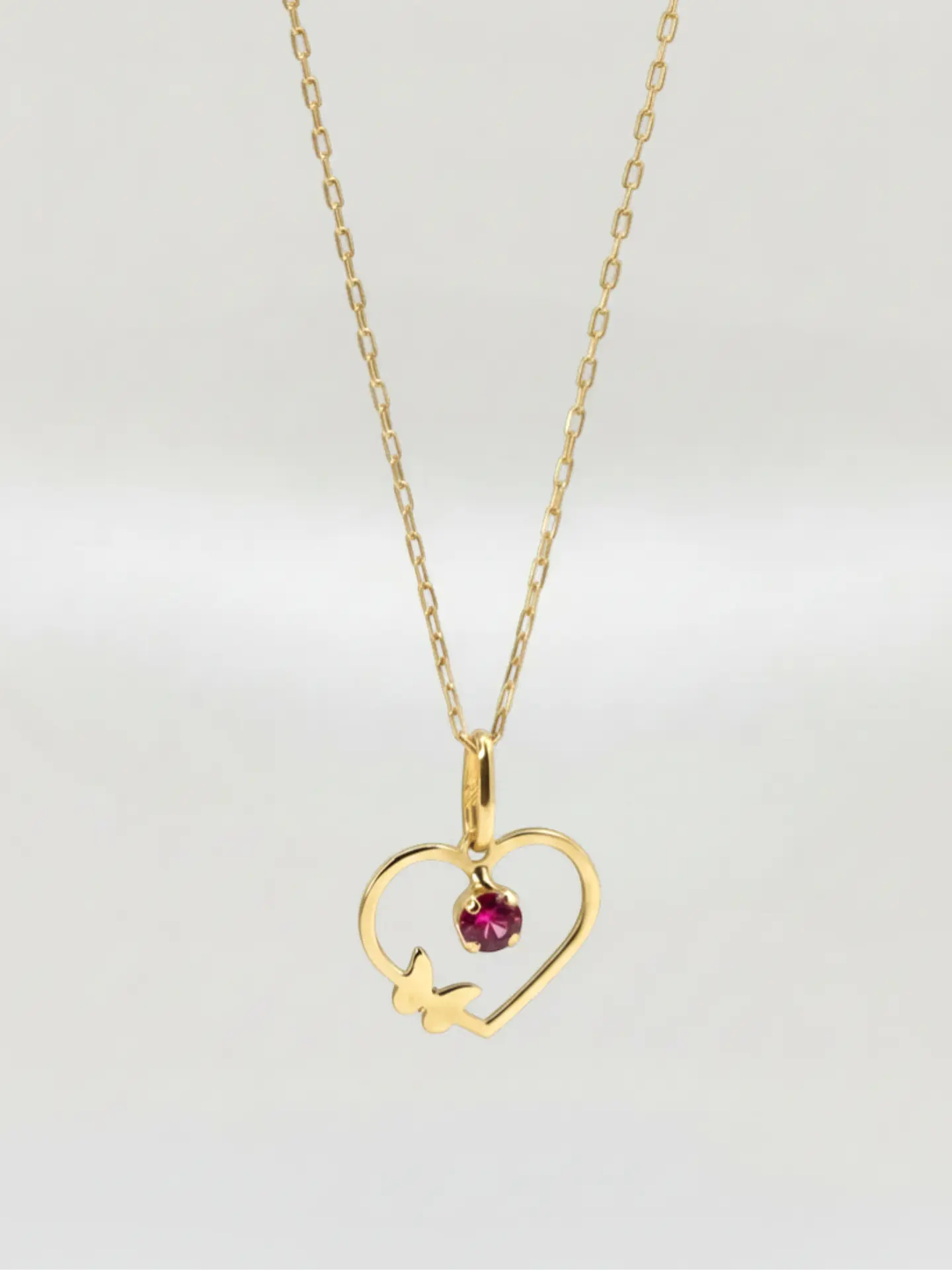 Cadena Corazón de Rubi Oro 18k 5