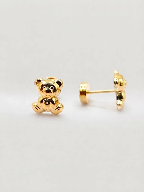 Aros Ositos Ternura Oro 14k