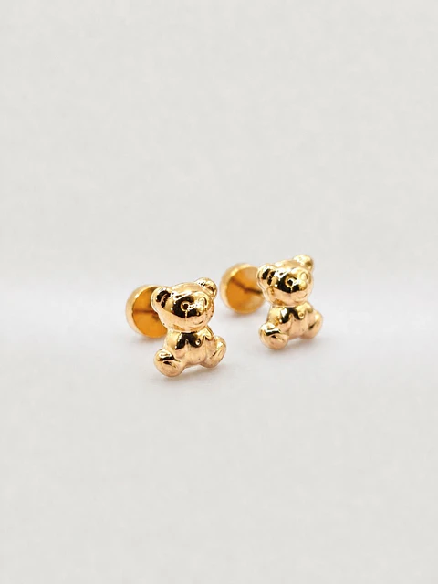 Aros Ositos Ternura Oro 14k