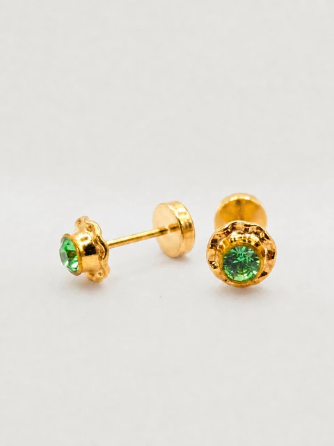 Aros Abridores Jardín de Esmeralda Mediano Oro 14k
