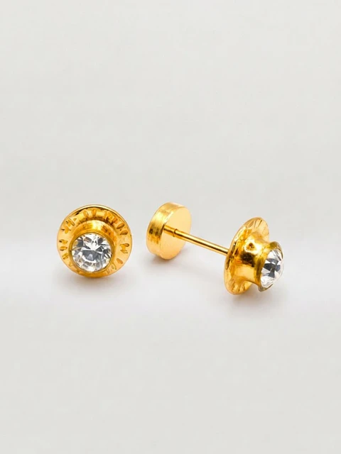 Aros Abridores Brillo de Circón Grande Oro 14k