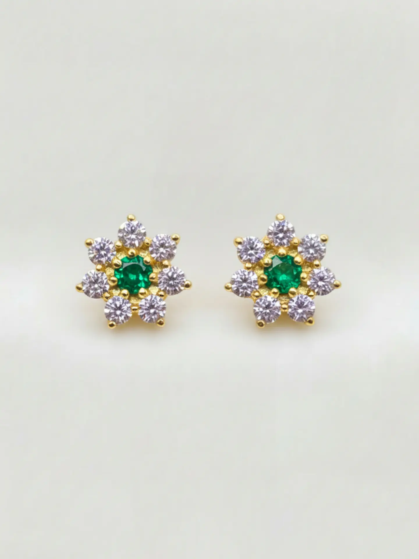 Aros Roseta Esmeraldas y Circones Grande Oro 18k 1